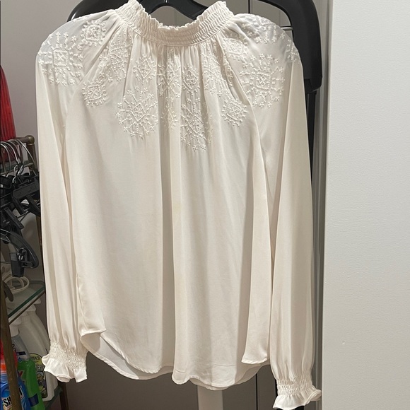 LOFT Tops - LOFT Cream Embroidered Blouse